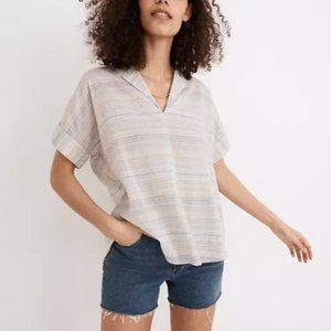 Madewell Hayden Crinkle Popover Top Blouse Size XS